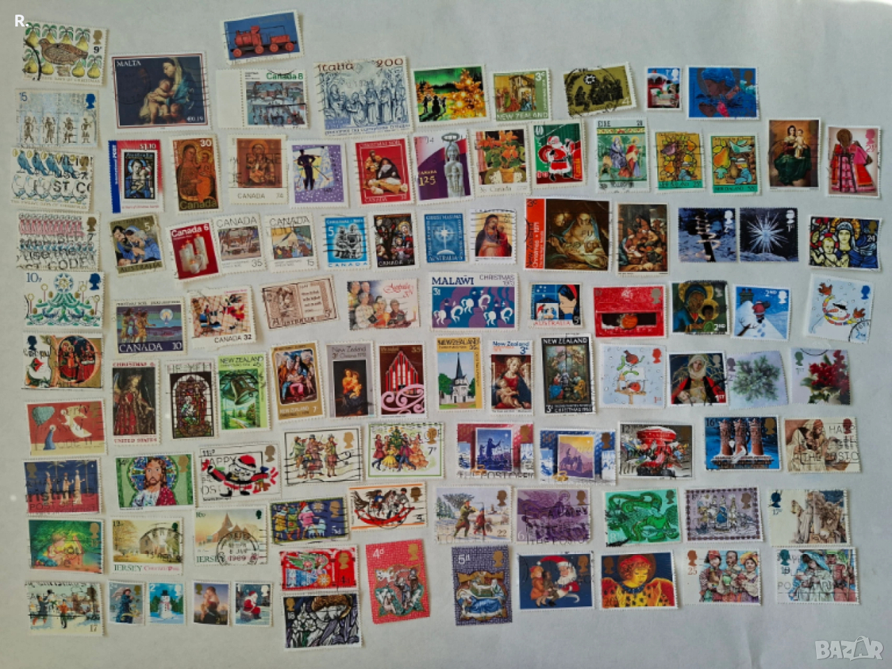 Пощенски марки Рождество / Коледаоколо 100бр, снимка 1