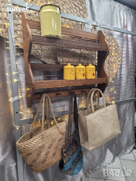 голам дървен стелаж, етажерка, снимка 1