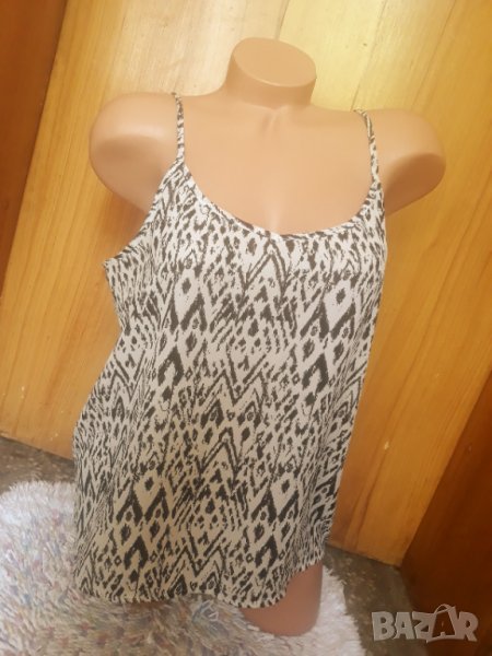 Черно-бял ефирен потник топ Л, снимка 1