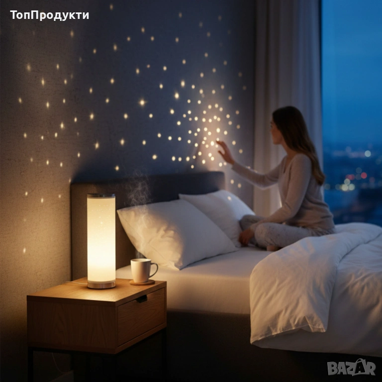LED настолна лампа със „звезден ефект“ – топла светлина за уют и спокойствие, снимка 1