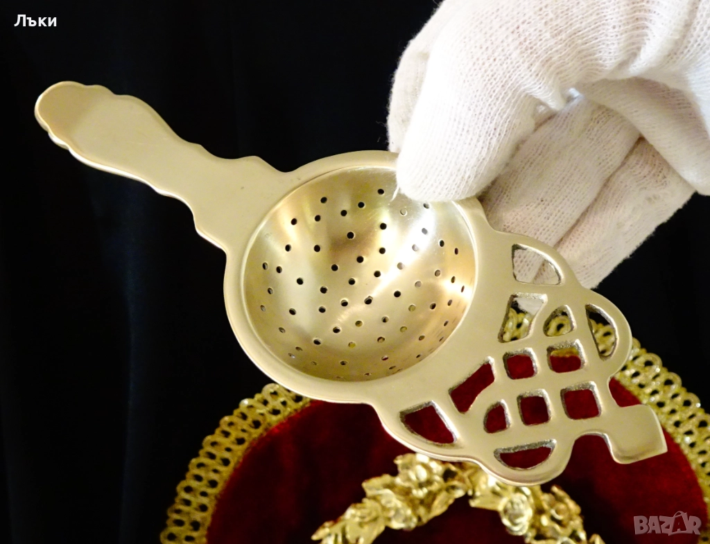 Бронзова цедка за чай Art Nouveau. , снимка 1