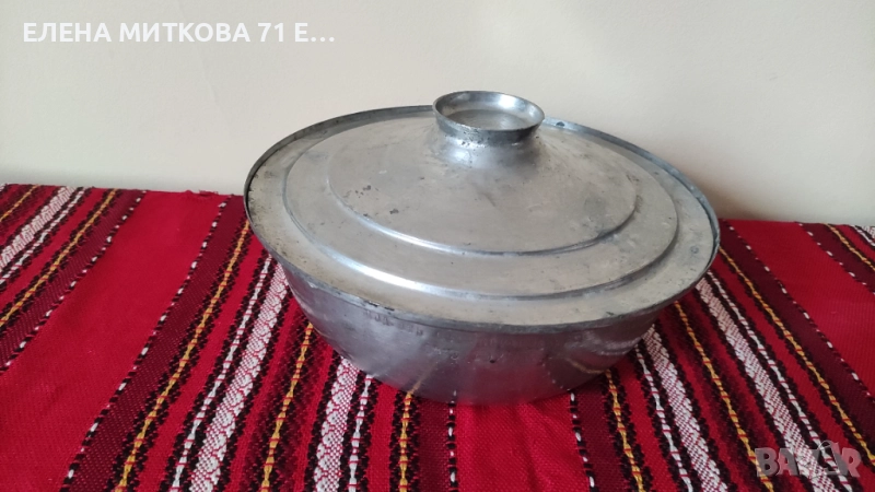 98-годишен меден съд за готвене или печене/тенджера/тава- калайдисан отвътре и отвън, снимка 1