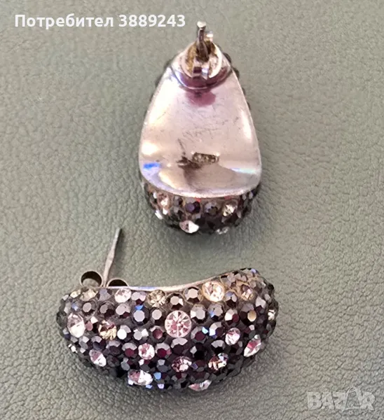 Сребърни обеци с кристали 925, снимка 1