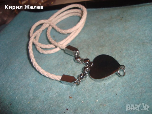 МОДНО СЪРЦЕВИДНО АРТ КОЛИЕ БЛАГОРОДНА СТОМАНА ЦИРКОНИ и ПЛЕТЕНО ШНУРЧЕ 27355, снимка 7 - Колиета, медальони, синджири - 35100783