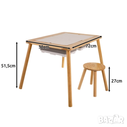 Детска маса със столче / Сензорна маса / Дървена интерактивна маса, снимка 2 - Образователни игри - 51625361