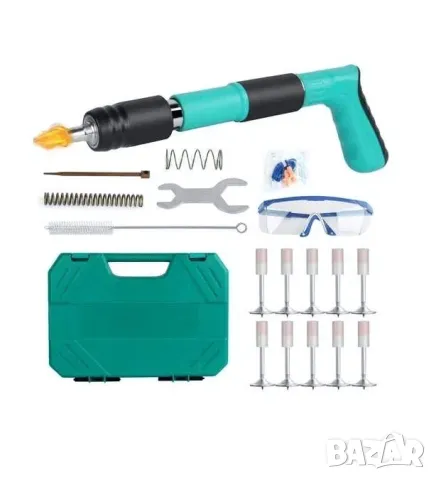 НОВ Пистолет за забиване на пирони със заряд в дърво, метал и бетон Пълен комплект + опция за пирони