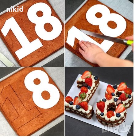 Големи многократни шаблони цифри числа за блат торта цифра пластмасов стенсил шаблон , снимка 6 - Форми - 25750311