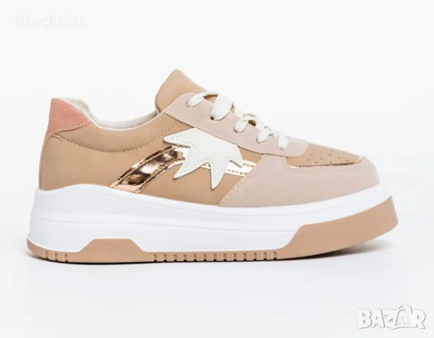 Дамски Спортни Обувки В Бежов Цвят, снимка 3 - Маратонки - 47857431