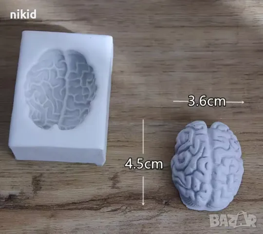 3D Мозък силиконов молд форма фондан шоколад гипс сапун свещ декор, снимка 4 - Форми - 49329742