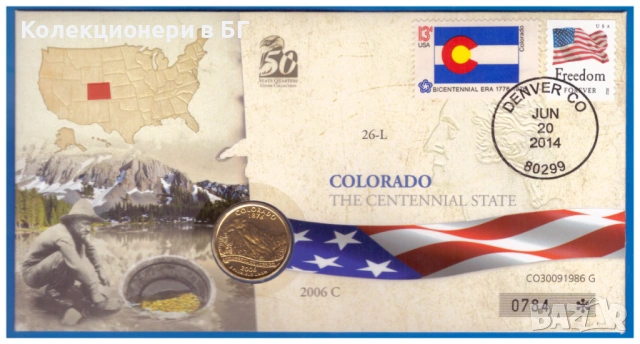 НУМИЗМАТИЧЕН ПЛИК С МОНЕТА ОТ 25 ЦЕНТА - САЩ