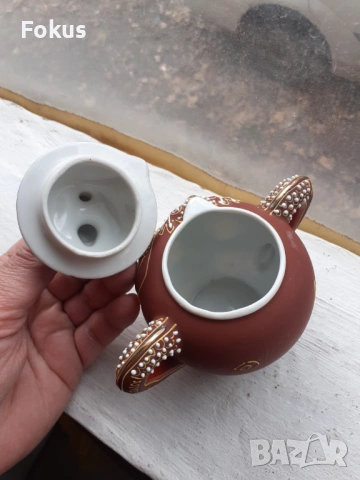 Сатцума Satsuma стара захарница Япония порцелан печат, снимка 4 - Антикварни и старинни предмети - 53340235