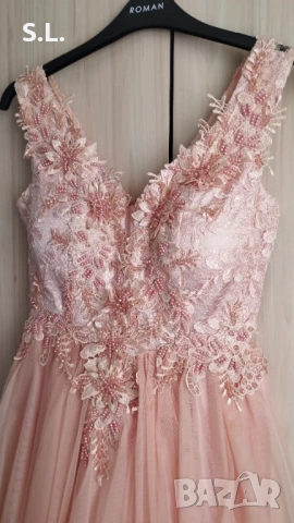 Официална розова рокля с тюл, снимка 2 - Рокли - 50606494