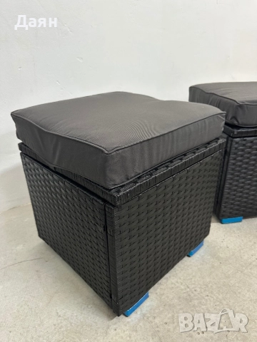 Комплект от 2 ратанови табуретки Yaheetech с място за съхранение , снимка 6 - Градински мебели, декорация  - 52007848