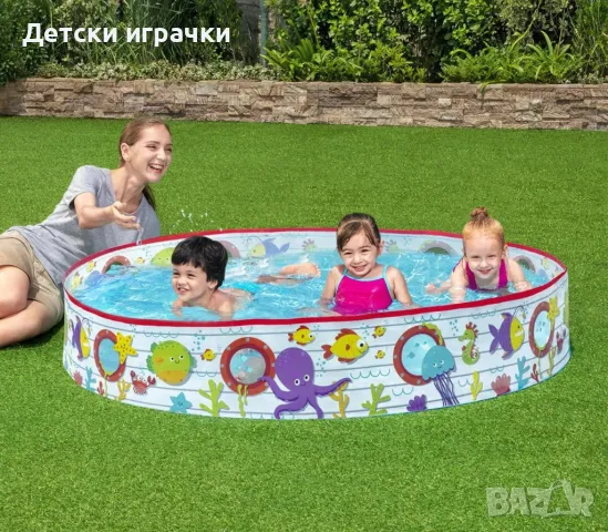 Детски басейн Bestway с твърд борд 152 x 25 см, PVC, морски животни, снимка 1