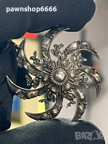 Античен османски медальон от 19-ти век с диаманти (8K злато), снимка 5 - Колиета, медальони, синджири - 49270655