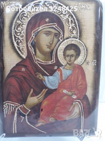 Икона на платно А5 на Пресвета Майка Богородица Закрилница - ръчна изработка . Модел Д.