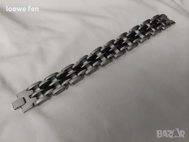 Мъжка гривна неръждаема стомана и силикон !, снимка 8 - Гривни - 52862492