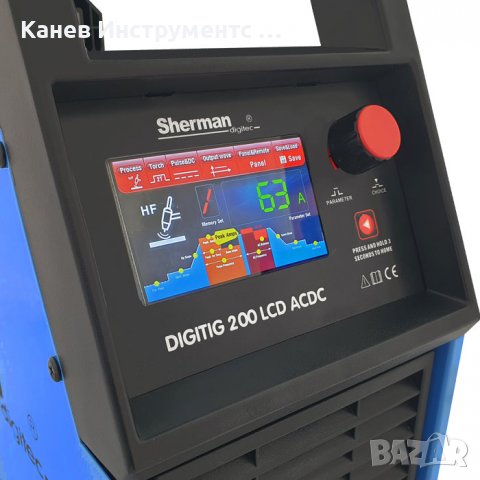 Инверторен TIG апарат SHERMAN DIGITIG 200LCD AC/DC, снимка 2 - Други машини и части - 38251323