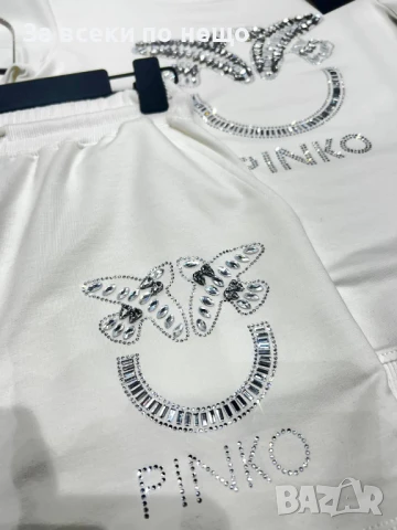 Pinko Дамски Летен Комплект С Лого Със Шити Кристали👚🩳Дамски Къс Екип - 3 Цвята Код A613, снимка 5 - Спортни екипи - 50465958
