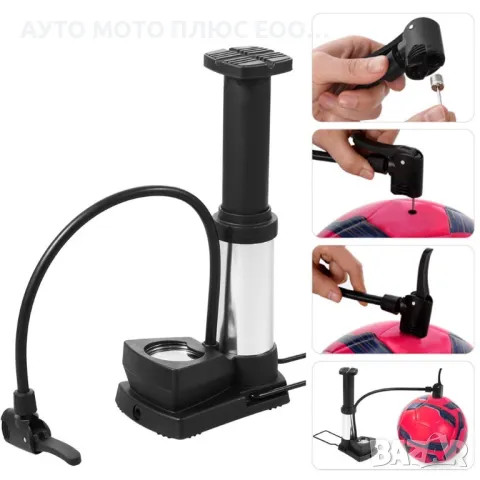 Мини крачна помпа за велосипед с манометър., снимка 5 - Аксесоари за велосипеди - 47583092