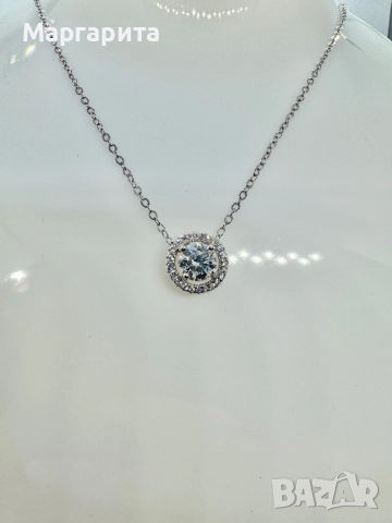 Сребърно колие с мойсанит (диамант) 1 карат