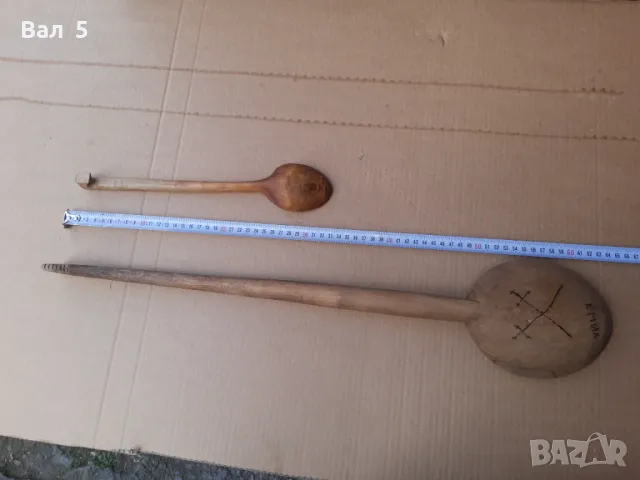 Огромна дървена лъжица , черпак , лъжици - 2 броя, снимка 5 - Антикварни и старинни предмети - 50257296