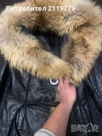 Дамско кожено яке от естествена кожа и естестествен косъм BALOS, снимка 3 - Якета - 48731852