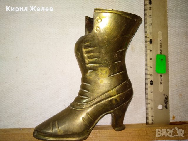Старо ГОЛЯМО КОЛЕКЦИОНЕРСКО КРАСИВО ШАРМАНТНО БРОНЗОВО ДАМСКО БОТУШЧЕ - ВАЗА МАЙСТОРСКА РАБОТА 42754, снимка 10 - Декорация за дома - 43828044