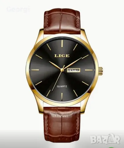 Елегантен, Класически кварцов часовник LIGE* Ежедневен с кафява каишка!, снимка 11 - Мъжки - 49544381