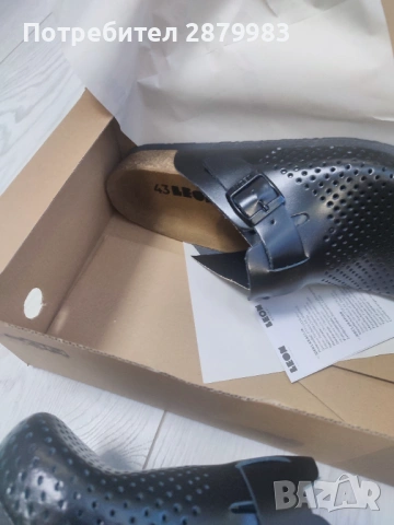 Мъжки чехли №43 чисто нови черни естествена кожа, анатомични, черни, снимка 4 - Маратонки - 53120355