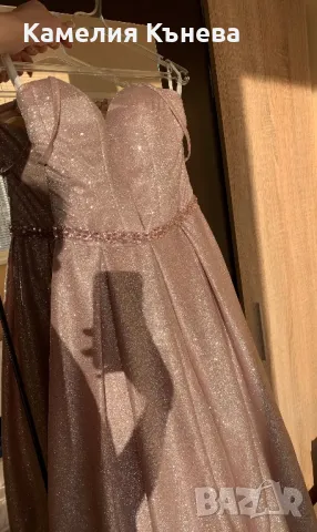 Официална рокля в розов брокат цвят, снимка 2 - Рокли - 48066206