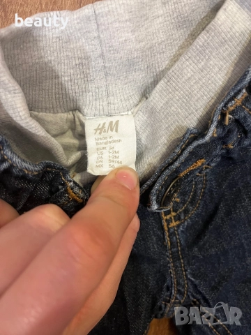 Бебешки дънки H&M с подплата 56 размер , снимка 2 - Панталони и долнища за бебе - 52258190