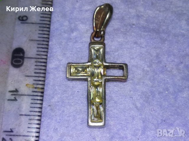 СТАРО СРЕБЪРНО КРЪСТЧЕ СРЕБРО 925 с ФАСЕТИРАНИ ИСКРЯЩИ КРИСТАЛИ Едното КАМЪЧЕ ЛИПСВА! 40508, снимка 9 - Колиета, медальони, синджири - 43225044