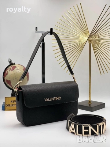 Valentino Черна Кожена Дамска Чанта 