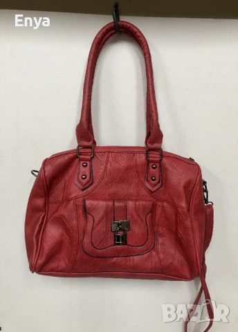 Дамска чанта от еко-кожа - червена, снимка 6 - Чанти - 53456512