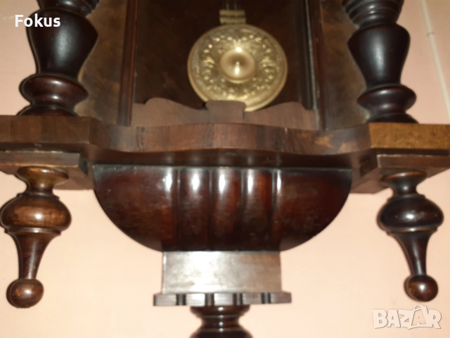 Стар френски антикварен стенен часовнис над 120 годишен, снимка 4 - Антикварни и старинни предмети - 51485976