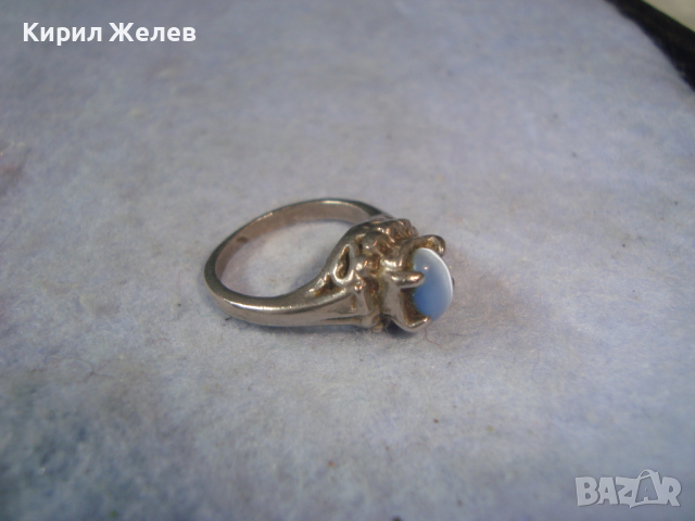 АРТ ДЕКО ПОСРЕБРЕН КРАСИВ ПРЪСТЕН с КАМЪК СИНЬО КОТЕШКО ОКО 20330, снимка 6 - Пръстени - 36418026
