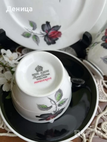 Royal Albert Masquerade 1950- 1960 Обожавам порцелан с черен акцент, снимка 3 - Сервизи - 51023129