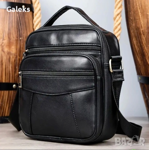 Мъжки елегантни крос’боди чанти с два размера / Черна естествена кожа!, снимка 8 - Чанти - 53101597