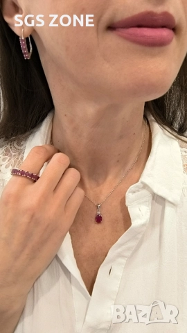 класическа висулка с естествен рубин или сапфир, снимка 6 - Колиета, медальони, синджири - 51987160