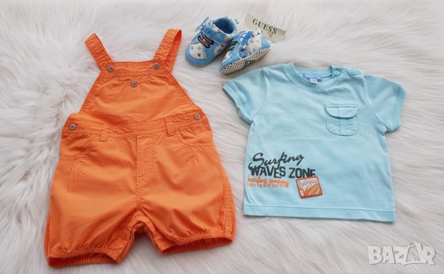 Летен гащеризон тениска за момче 3-6 месеца, снимка 1 - Комплекти за бебе - 32786000