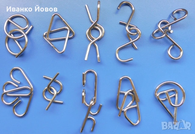 10 броя 3D метални пъзели + подарък кутия – Образователно, Забавно,  Предизвикателно за IQ, снимка 2 - Пъзели - 53523525