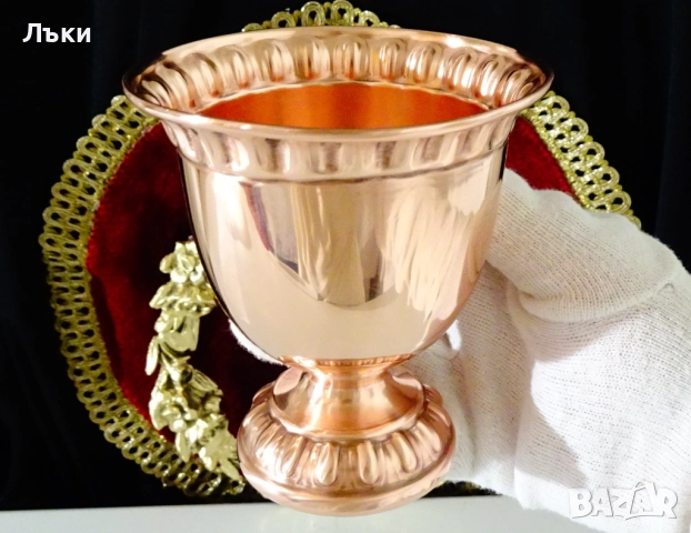 Меден бокал,медна чаша за вино,чиста червена мед 300 мл. , снимка 5 - Антикварни и старинни предмети - 52587158