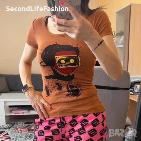 Дамска тениска Levi Strauss & Co, кафява, 100% вискоза LEVI'S размер XS, снимка 6 - Тениски - 53155586