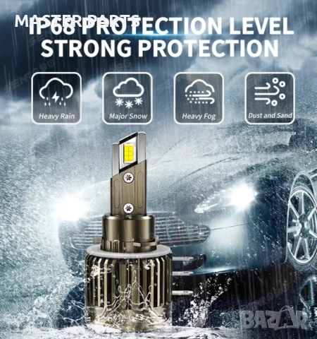  Мощни LED Крушки H15 Златна Серия – 100W – Перфектен Фокус – 6 МЕСЕЦА ГАРАНЦИЯ, снимка 8 - Аксесоари и консумативи - 52908652