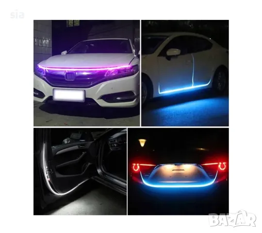 Осветление за преден капак на автомобил, RGB LED лента, 12V,  108 диода, снимка 3 - Аксесоари и консумативи - 49806011