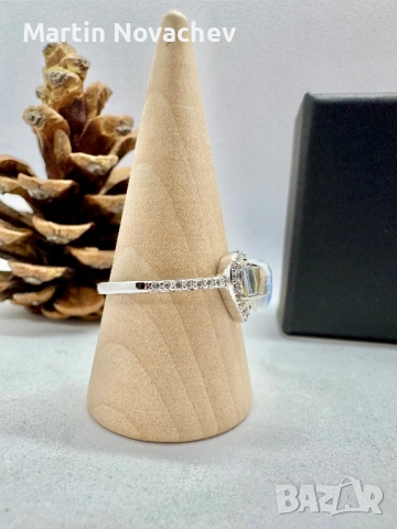 Сребърен пръстен с лунен камък , снимка 5 - Пръстени - 53127654