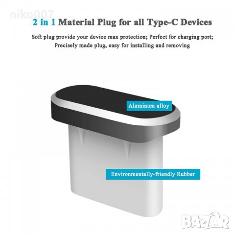 Тапи против прах type C за  Samsung-Huawei-Nokia-LG-Xiaomi и др., снимка 3 - Резервни части за телефони - 33663334