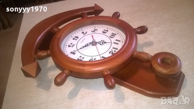 голяма котва с рул-дървена с часовник-42х31х6см-внос холандия, снимка 12 - Колекции - 27965272