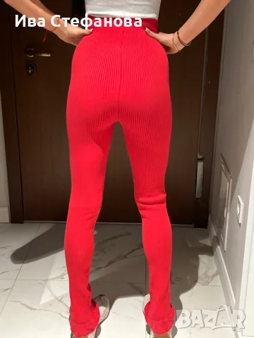 Нов висока талия  секси спортен елегантен червен еластичен панталон рипс рипсен Alice Evis , снимка 6 - Панталони - 49702117